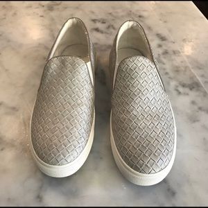 Gray woven slip on sneakers